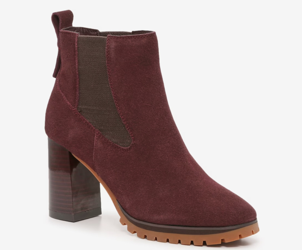 NWT Sanctuary Ravish Suede Chelsea Heel Boot 8 Burgundy Red Bootie Ankle Lug 90s